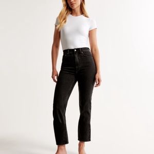 Abercrombie and Fitch Curve Love Ultra high rise straight jeans black
